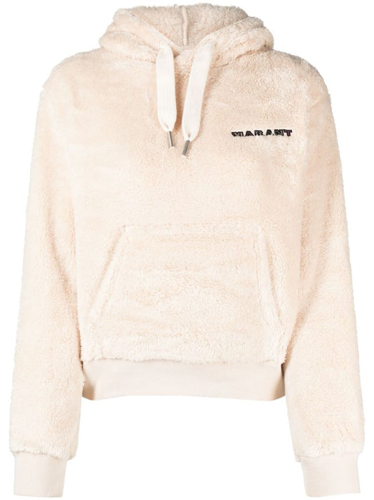 Neutral Maeva Logo-embroidered Fleece Hoodie