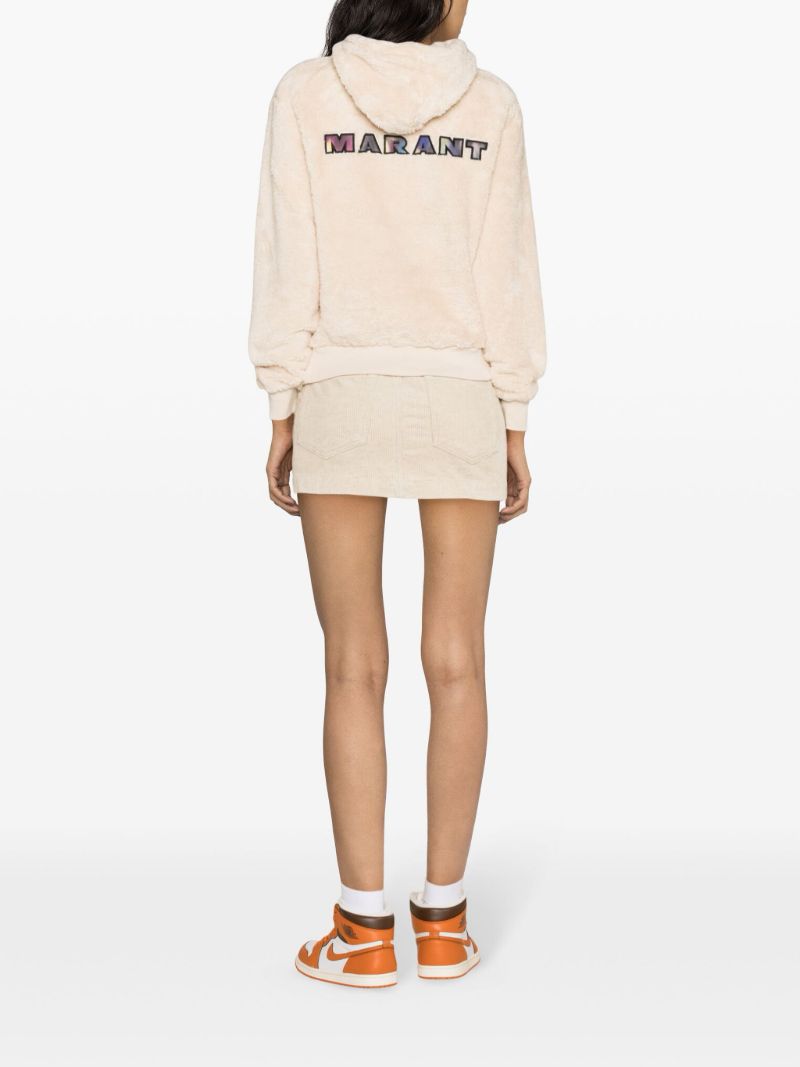 Neutral Maeva Logo-embroidered Fleece Hoodie