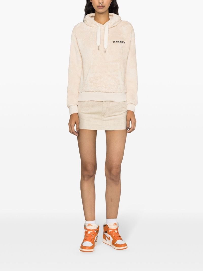 Neutral Maeva Logo-embroidered Fleece Hoodie