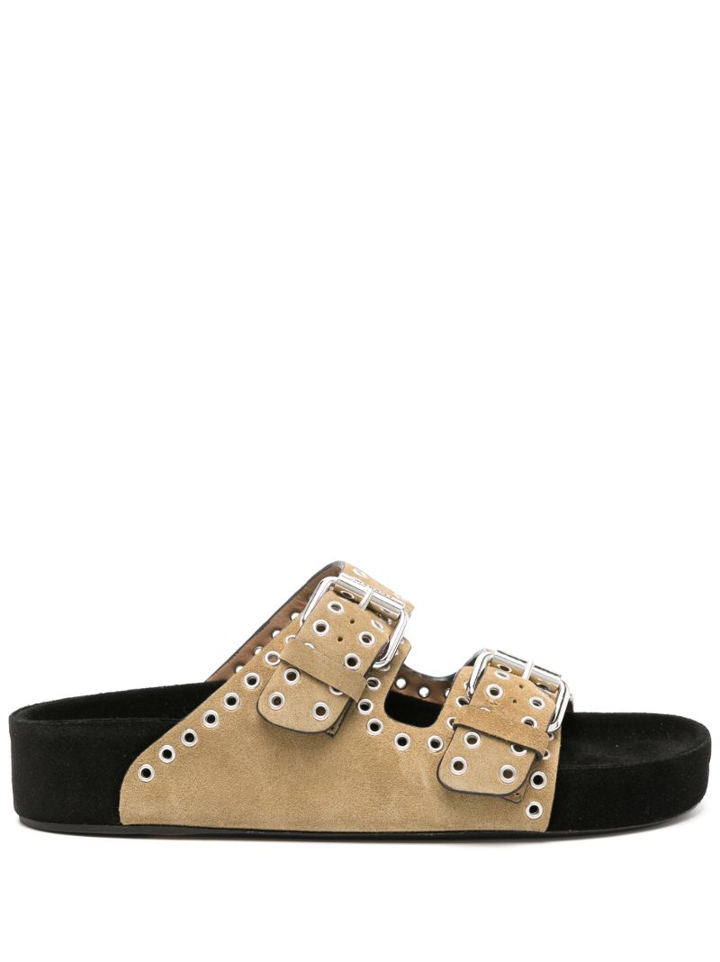 Neutral Lennyo Eyelet Suede Sandals