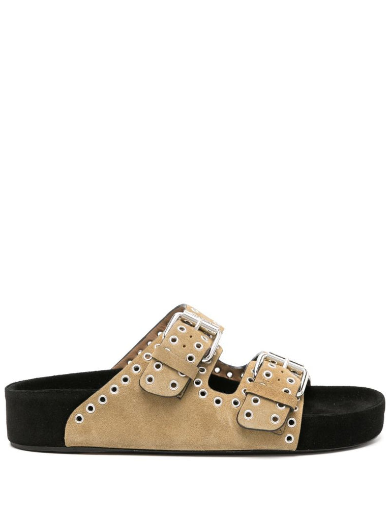 Neutral Lennyo Eyelet Suede Sandals