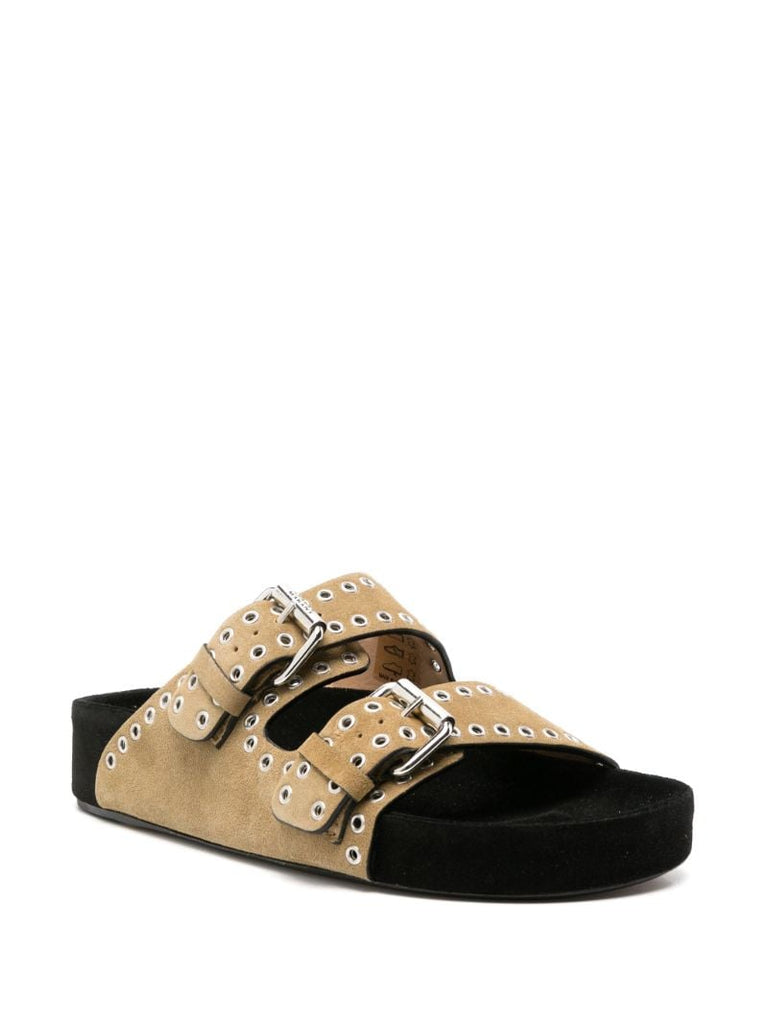 Neutral Lennyo Eyelet Suede Sandals