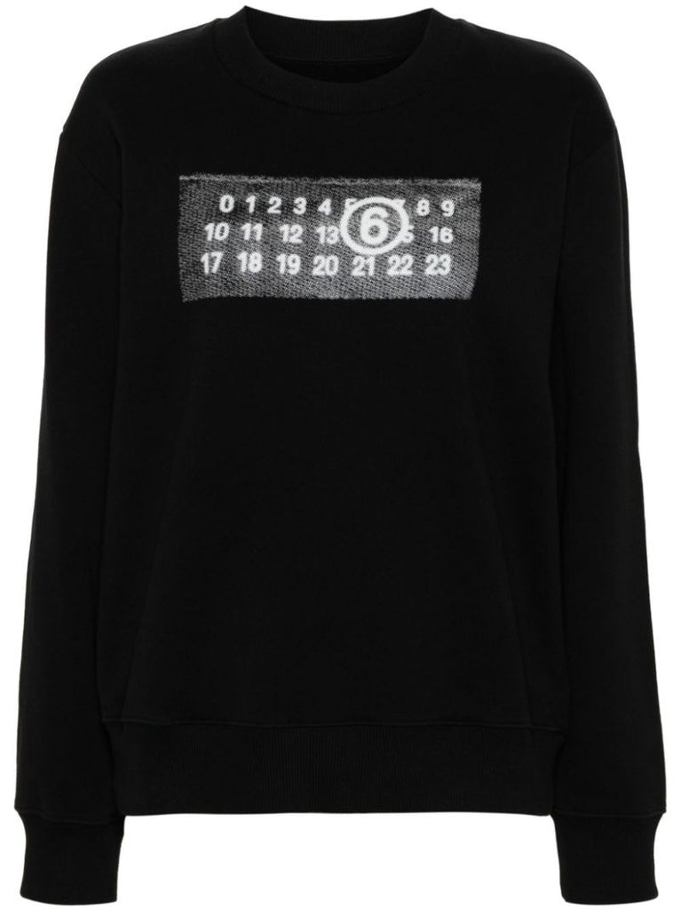 Black Numbers-appliquÃ_x0083_Â© Cotton Sweatshirt