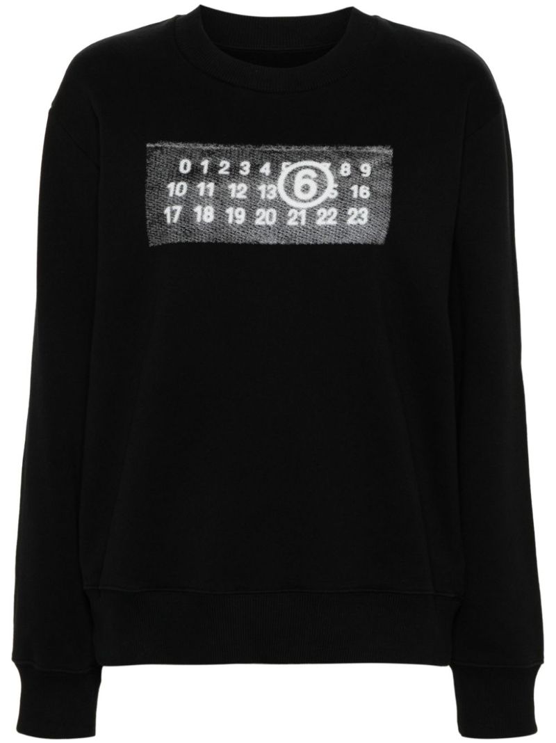 Black Numbers-appliquÃ_x0083_Â© Cotton Sweatshirt