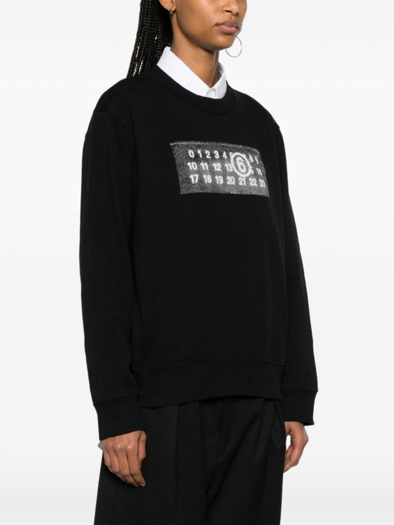 Black Numbers-appliquÃ_x0083_Â© Cotton Sweatshirt