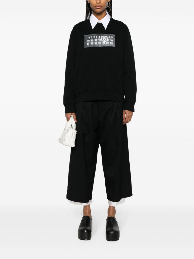 Black Numbers-appliquÃ_x0083_Â© Cotton Sweatshirt