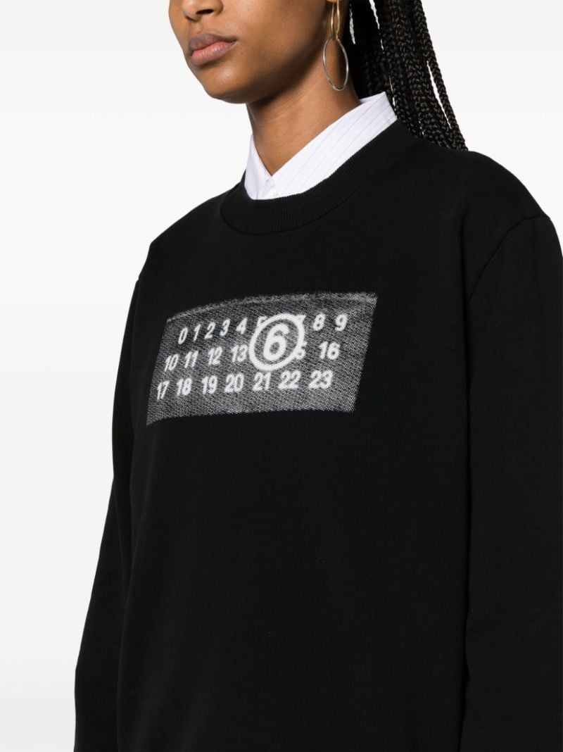 Black Numbers-appliquÃ_x0083_Â© Cotton Sweatshirt