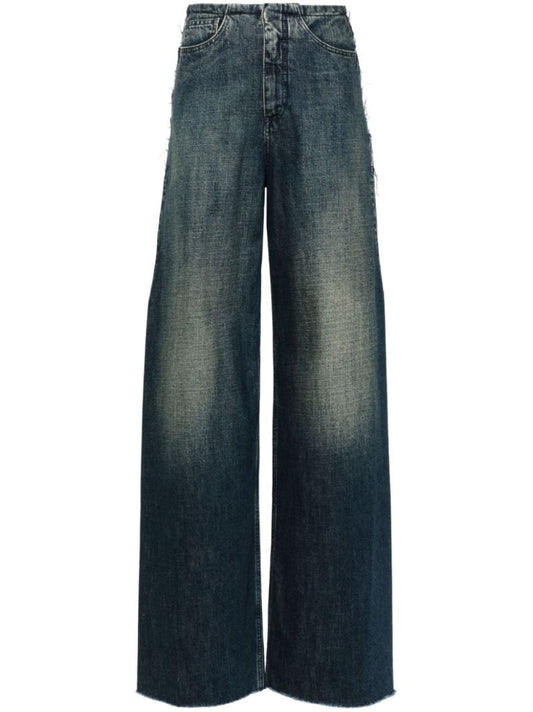 Blue Low-rise Wide-leg Jeans