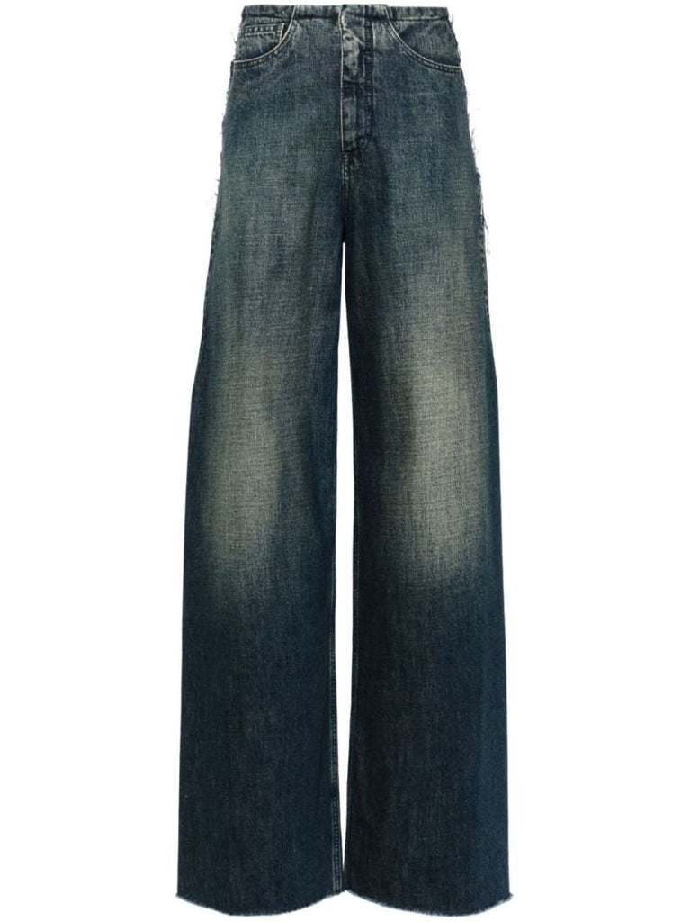 Blue Low-rise Wide-leg Jeans