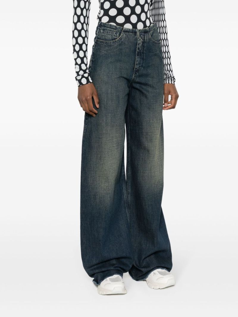 Blue Low-rise Wide-leg Jeans