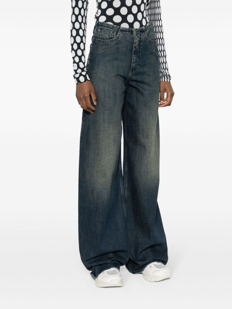 Blue Low-rise Wide-leg Jeans