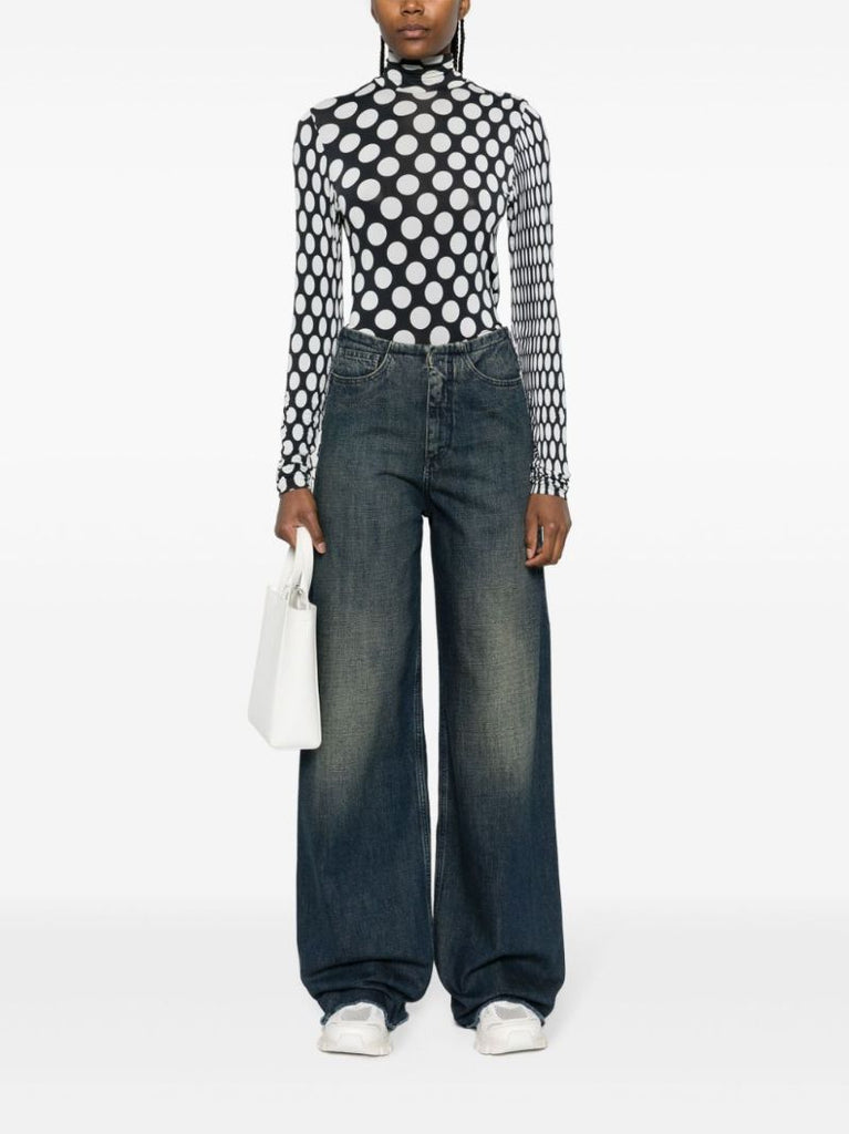 Blue Low-rise Wide-leg Jeans