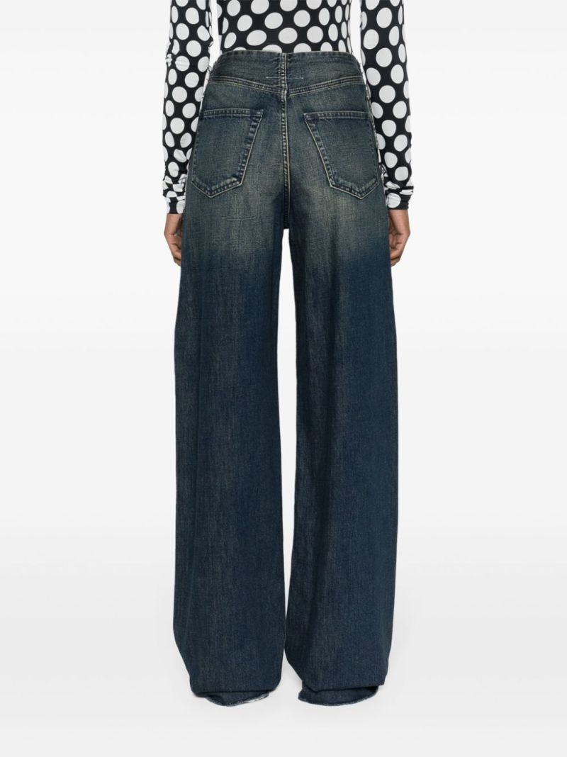 Blue Low-rise Wide-leg Jeans