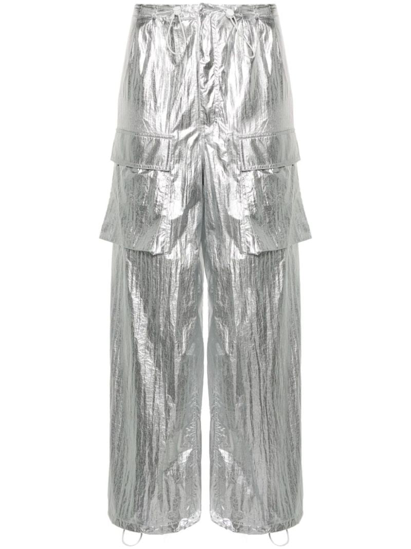 Silver Metallic Wide-leg Trousers