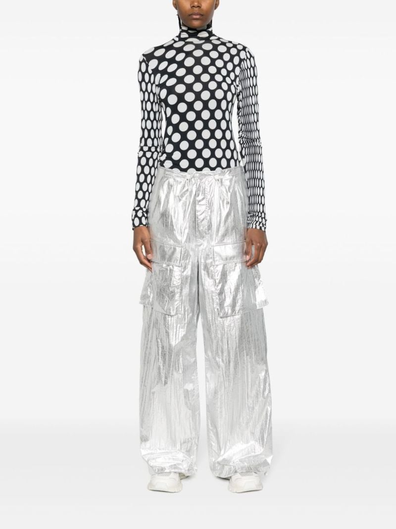 Silver Metallic Wide-leg Trousers