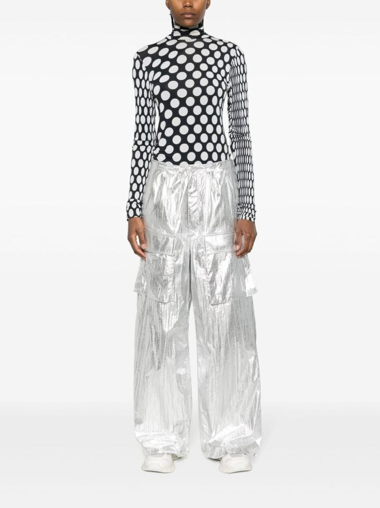 Silver Metallic Wide-leg Trousers