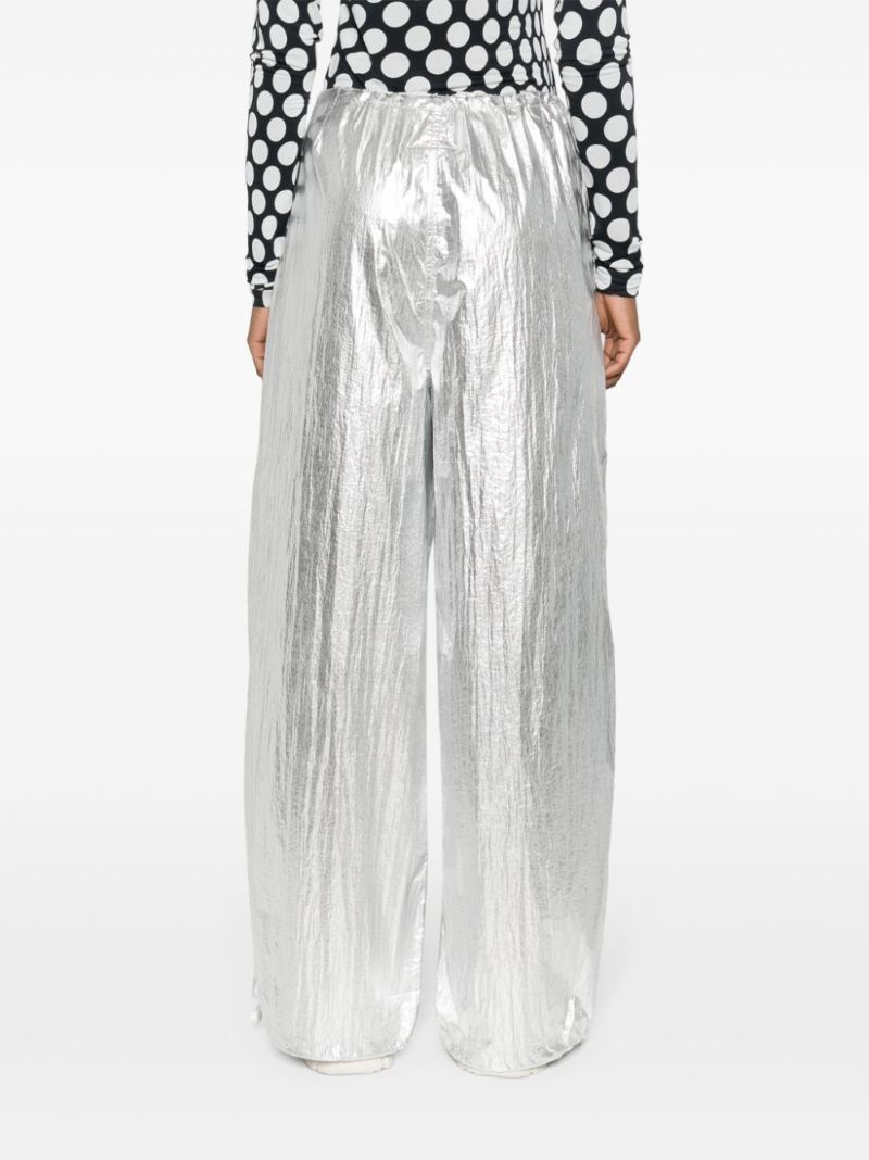 Silver Metallic Wide-leg Trousers