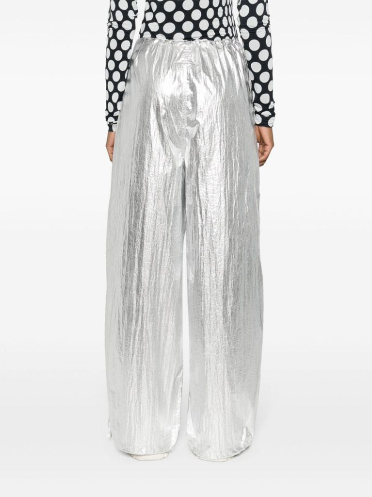 Silver Metallic Wide-leg Trousers