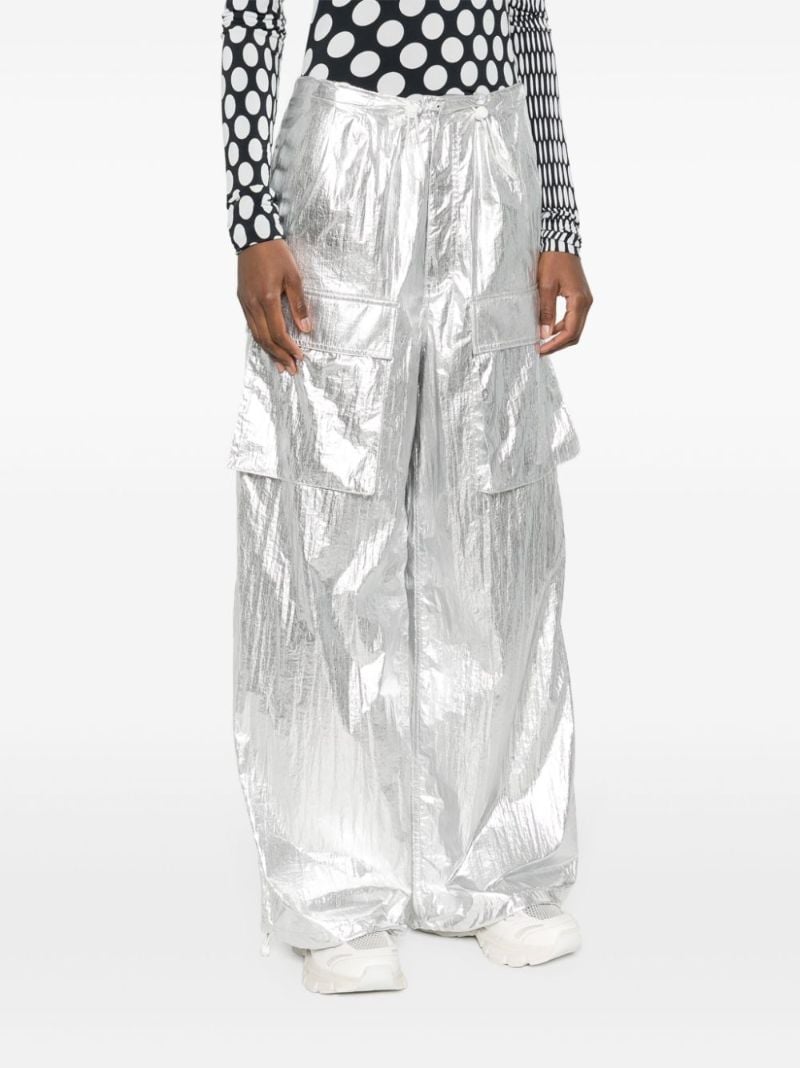 Silver Metallic Wide-leg Trousers