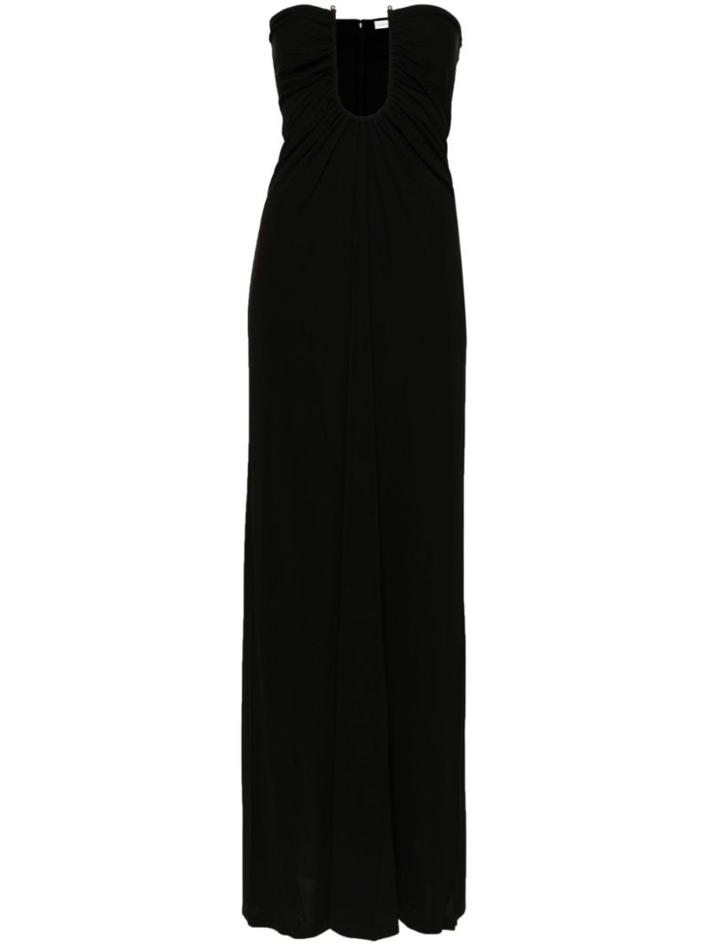 Arced Palm Strapless Dress