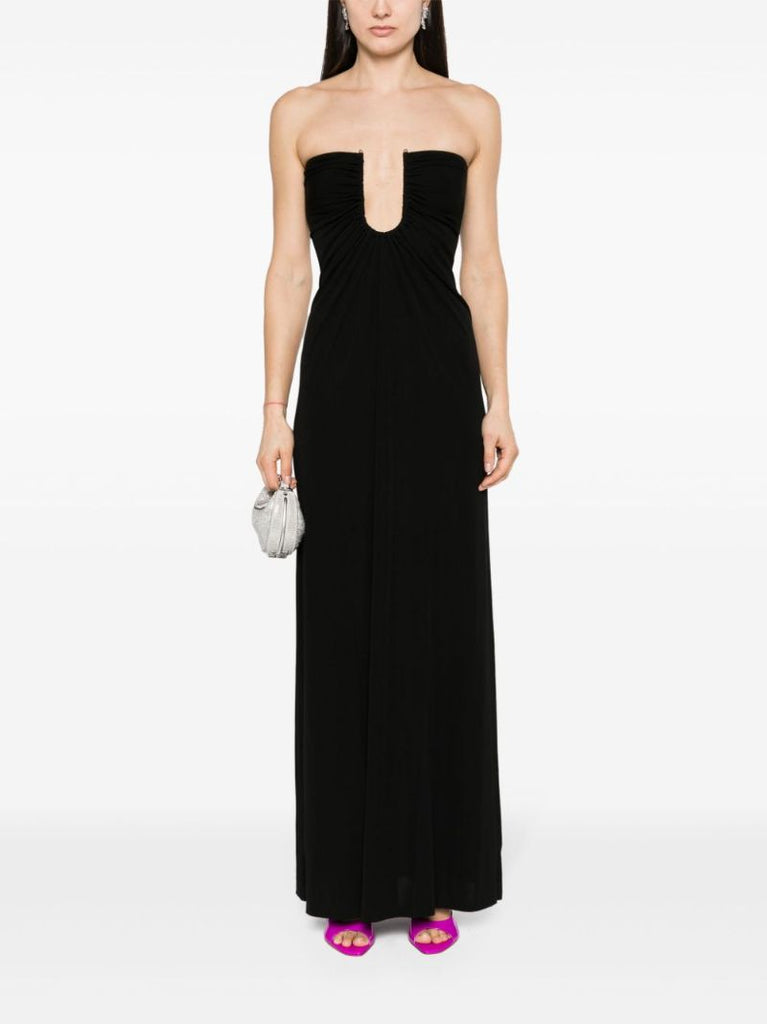 Arced Palm Strapless Dress
