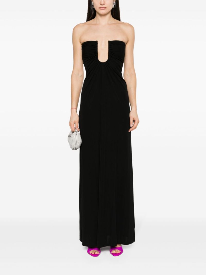Arced Palm Strapless Dress