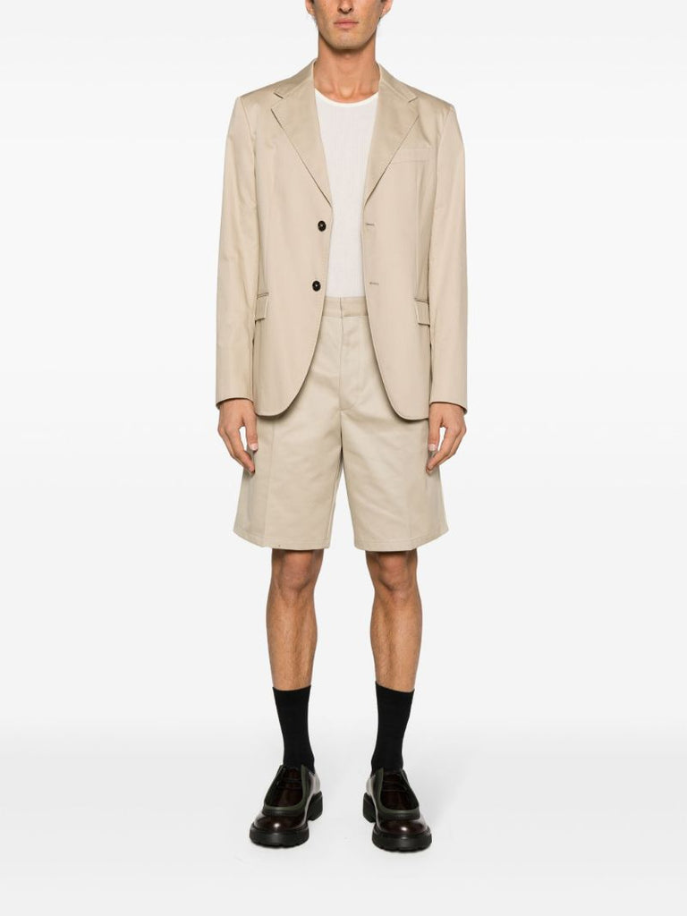 Beige Pleated Bermuda Shorts