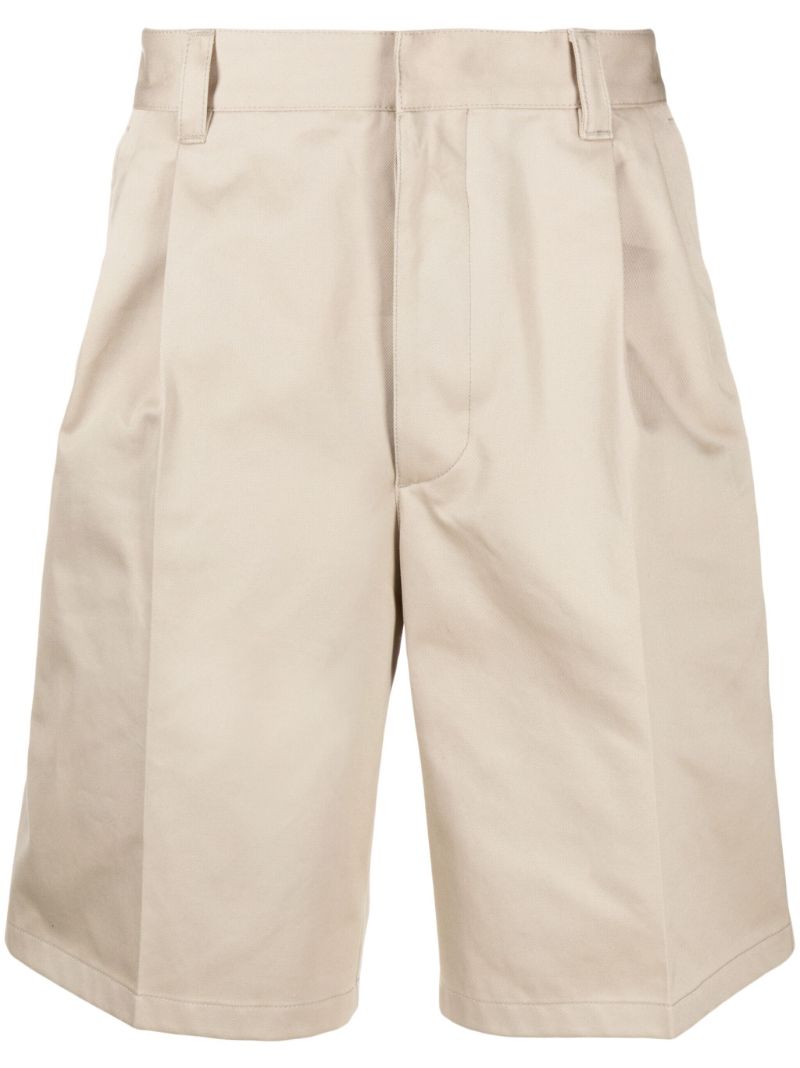 Beige Pleated Bermuda Shorts