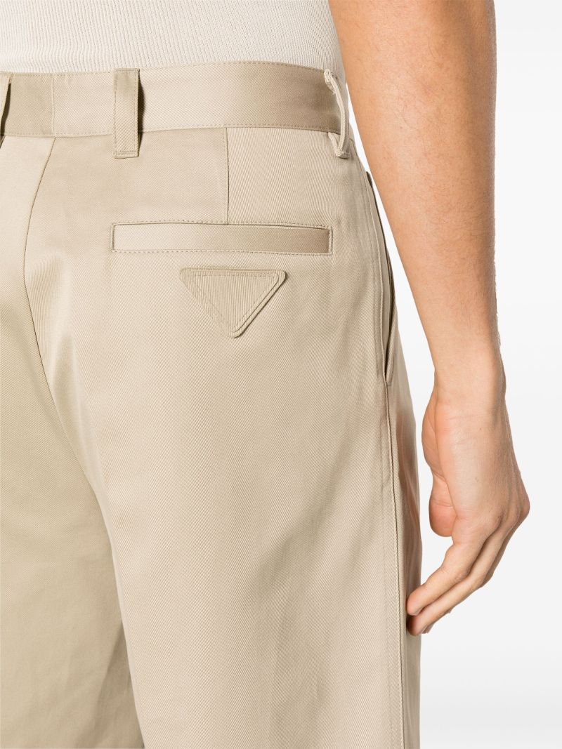 Beige Pleated Bermuda Shorts