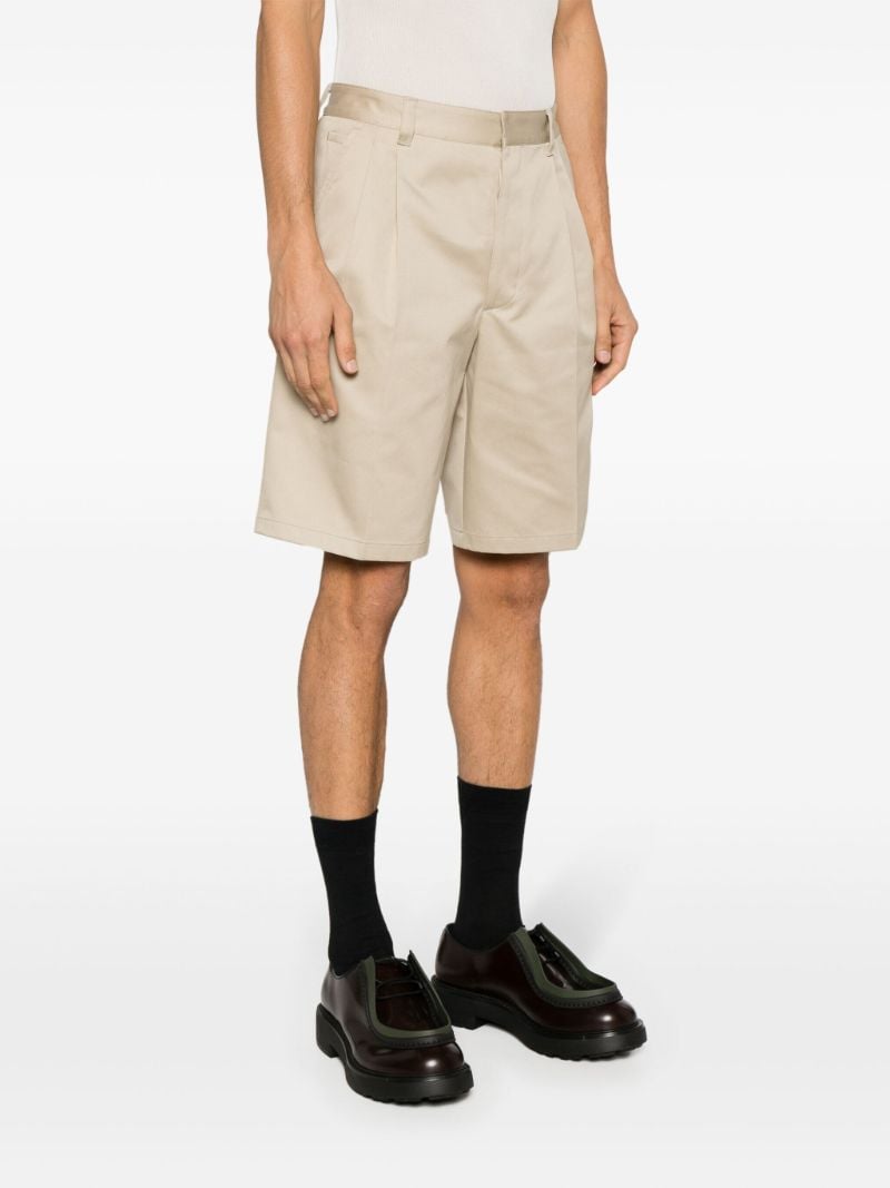 Beige Pleated Bermuda Shorts