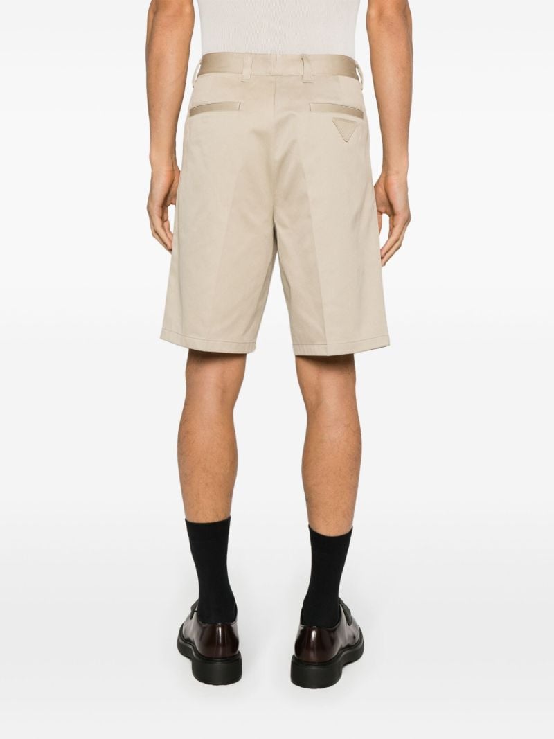 Beige Pleated Bermuda Shorts