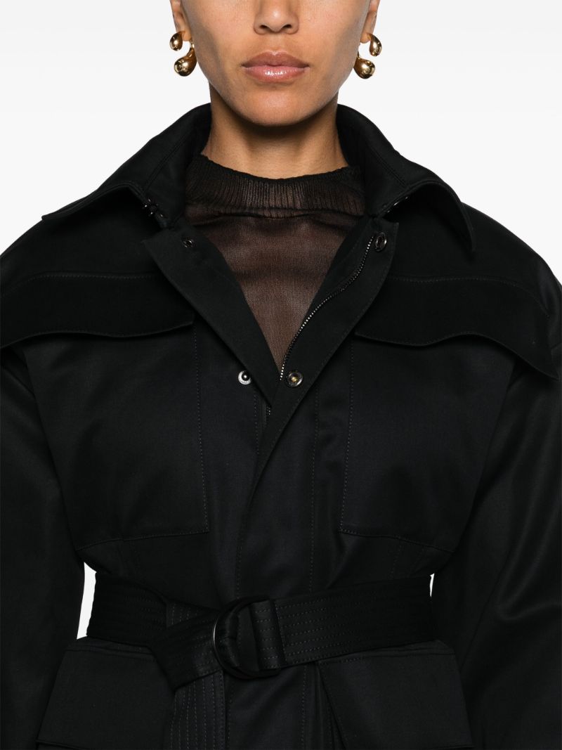 Black Cargo Pockets Cotton Jacket