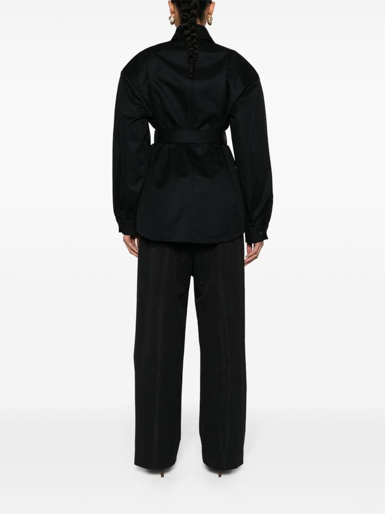 Black Cargo Pockets Cotton Jacket
