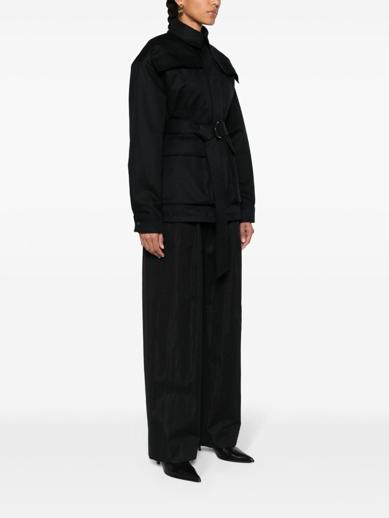 Black Cargo Pockets Cotton Jacket