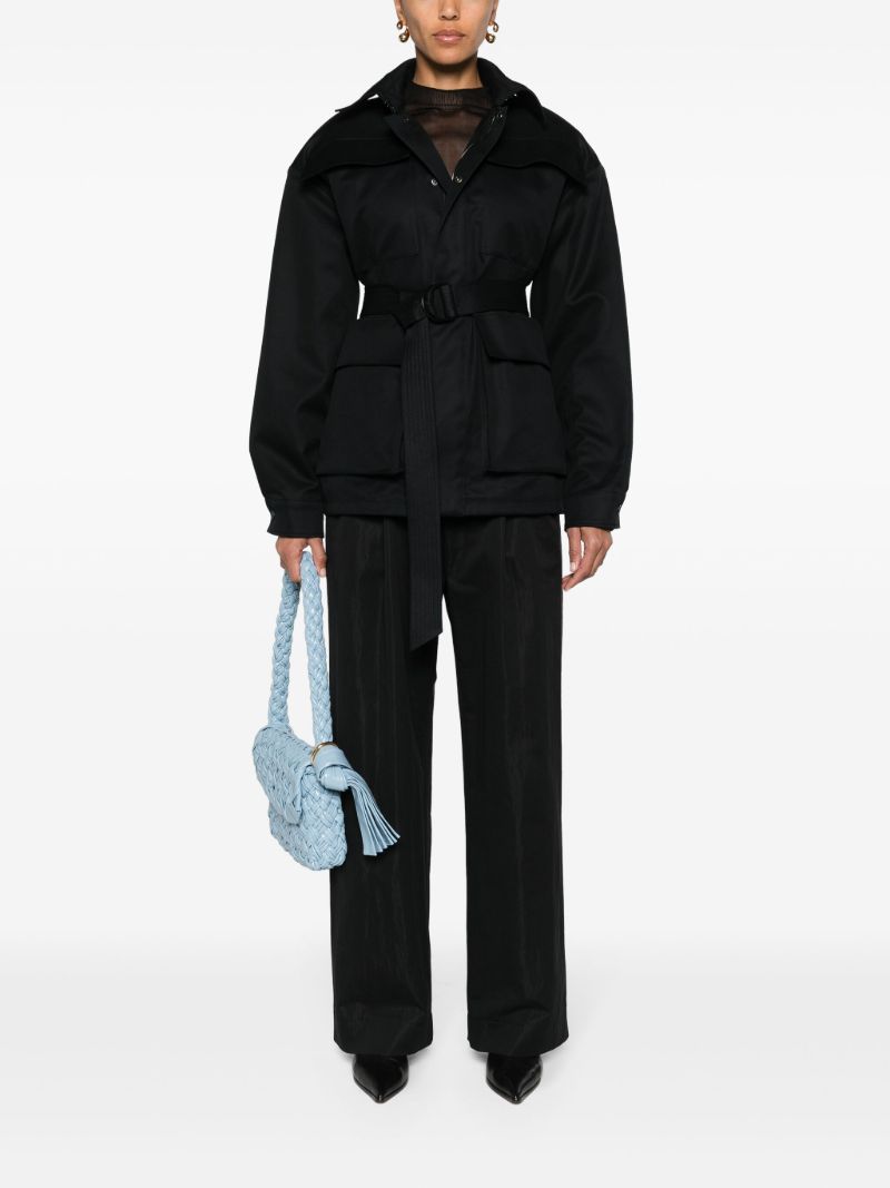 Black Cargo Pockets Cotton Jacket