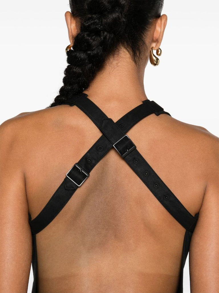 Black Back Crossover Straps Blouse