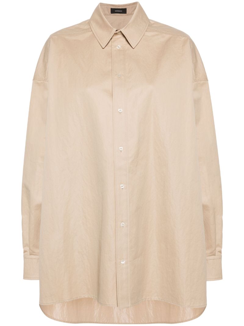 Khaki Beige Gabardine Mini Shirt-dress