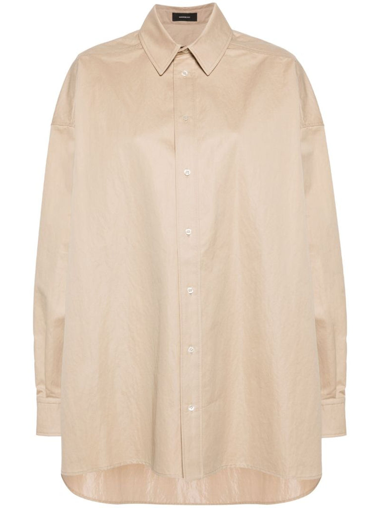 Khaki Beige Gabardine Mini Shirt-dress