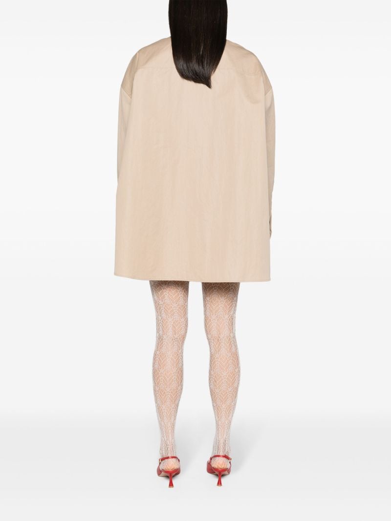Khaki Beige Gabardine Mini Shirt-dress