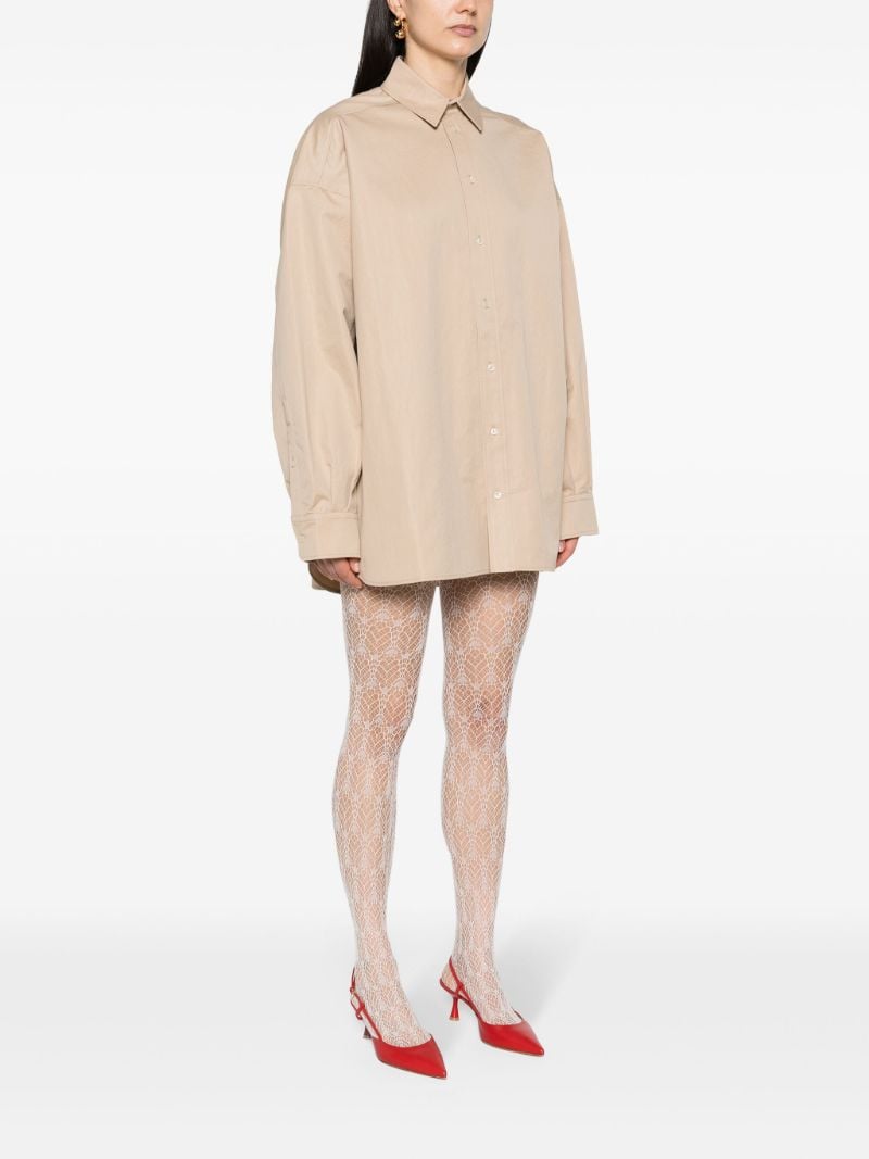 Khaki Beige Gabardine Mini Shirt-dress