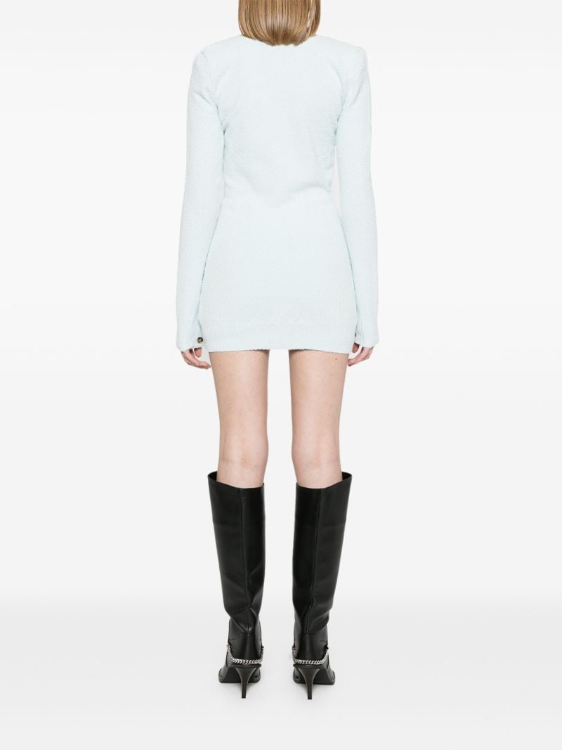 Blue Towelling-finish Knitted Mini Dress