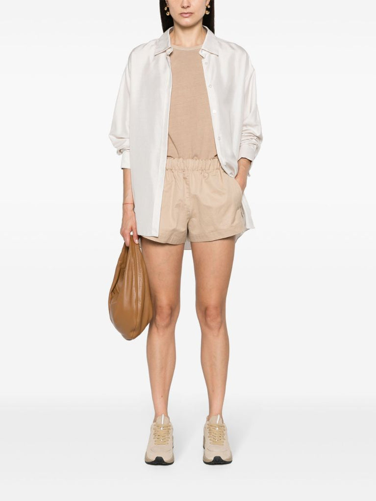 Khaki Beige Elasticated Waistband Minishorts