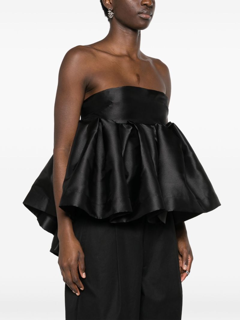 Black Strapless Peplum Blouse