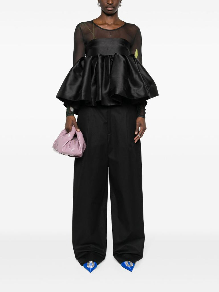 Black Strapless Peplum Blouse