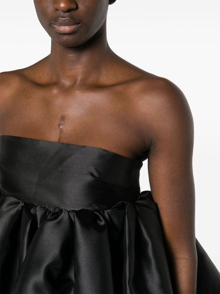 Black Strapless Peplum Blouse