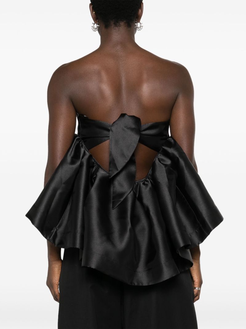 Black Strapless Peplum Blouse
