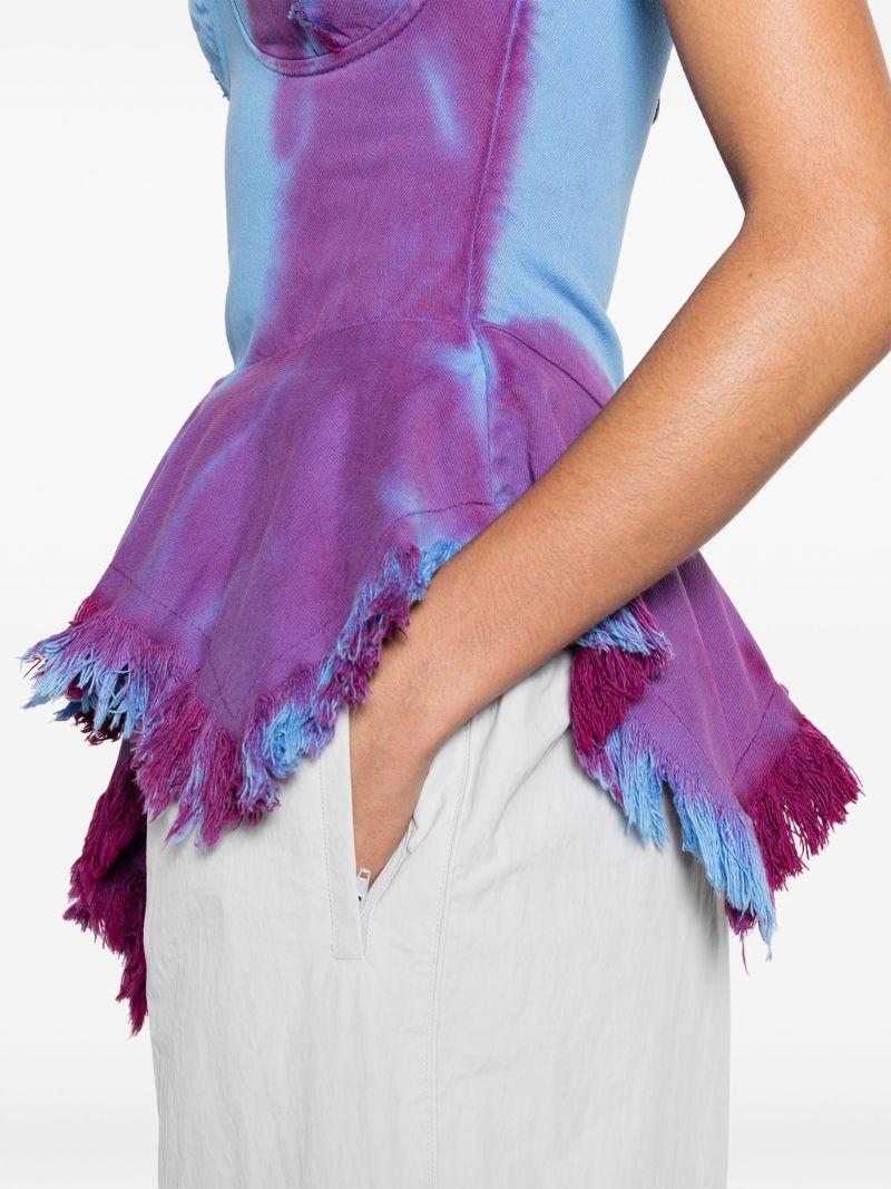 Blue Tie-dye Asymmetric Top