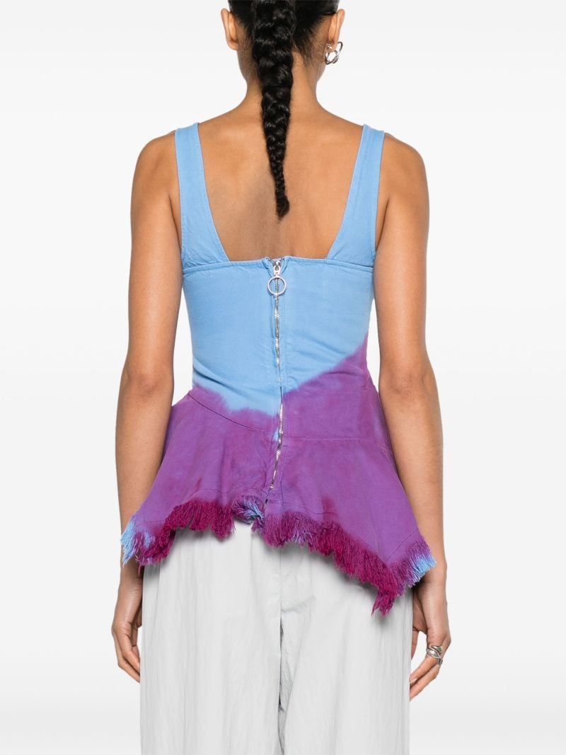 Blue Tie-dye Asymmetric Top