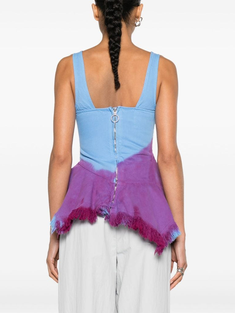 Blue Tie-dye Asymmetric Top