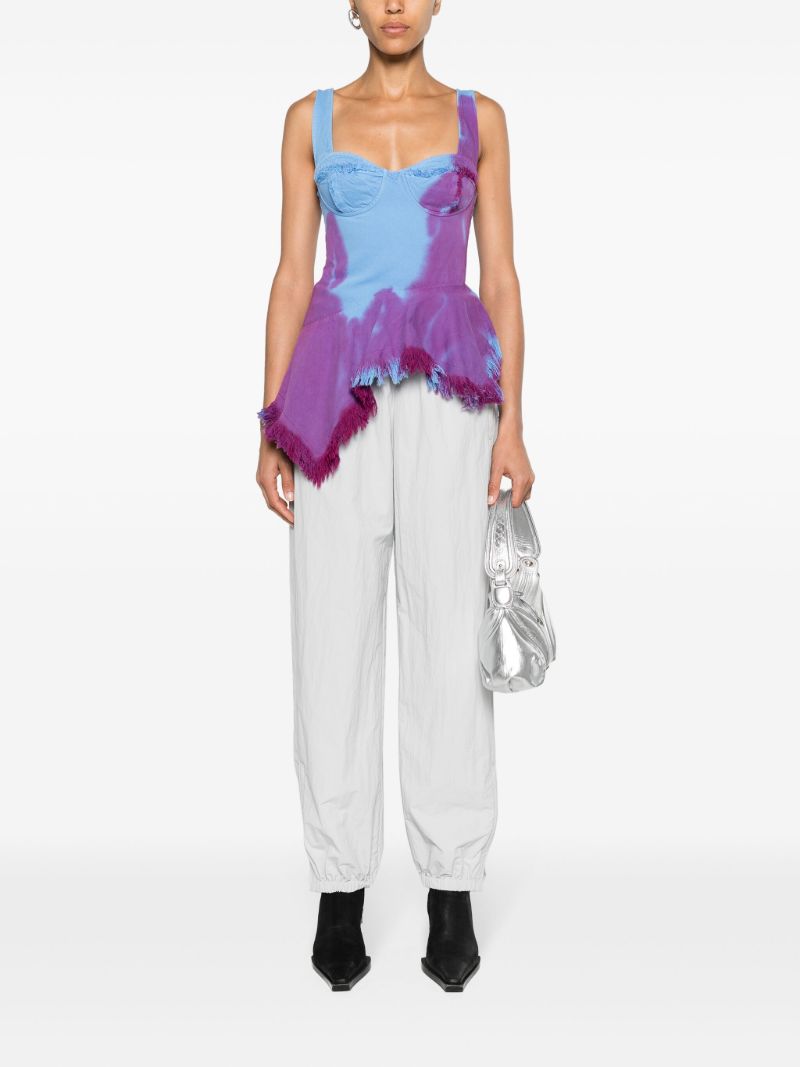 Blue Tie-dye Asymmetric Top